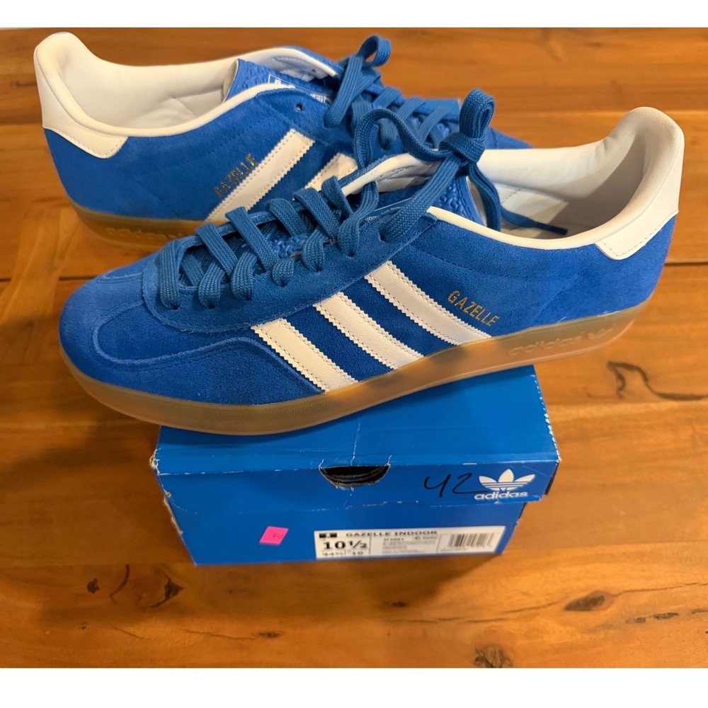 Adidas Originals Gazelle Indoor Bluebird White Gum Sneakers Shoes NEW Men's 10.5